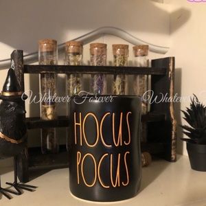 Black and orange Hocus Pocus Rae Dunn Halloween candle